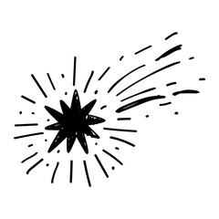Wall Mural - black shooting stars hand drawn illustration, vector doodle sketch falling stars icon.