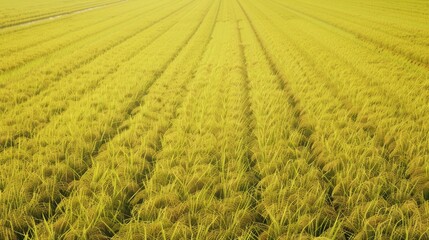 Wall Mural - A scenic aerial view of a sunlit, lush yellow agricultural field, showcasing the beauty and bounty of the harvest season.