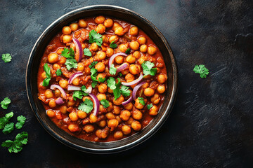 Wall Mural - Chickpeas curry or chana masala in a plate.