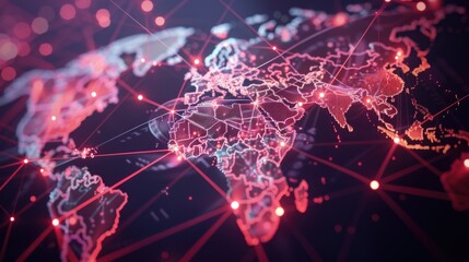 Fototapete - A map showing global connections and points of interest, ideal for illustrating geographic concepts or travel planning