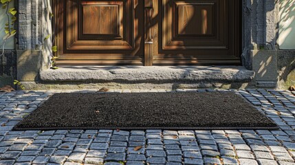 Poster - A door with a black mat, perfect for interior or exterior use