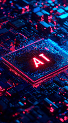 Fototapete - chip with holographic text 