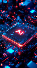 Fototapete - chip with holographic text 