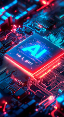 Fototapete - chip with holographic text 