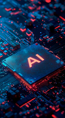 Fototapete - chip with holographic text 