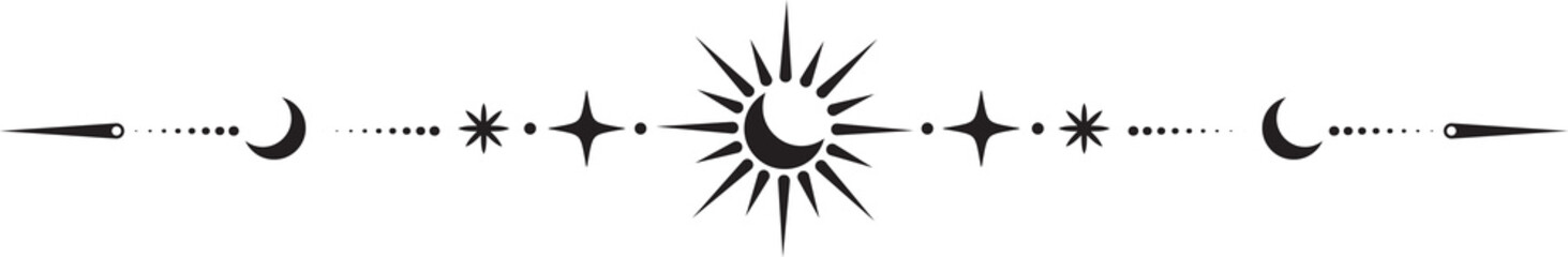 Wall Mural - magic border with celestial stars sun and moon. astrology fantasy decorative ornament. divider with 