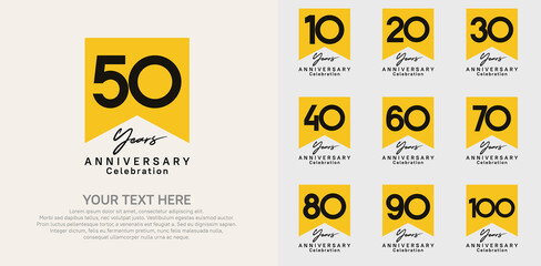 Wall Mural - anniversary logotype set, black and yellow color can be use for celebration