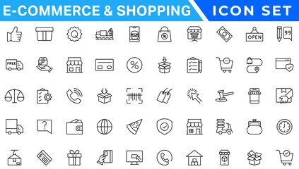 Poster - E-Commerce & Shopping thin line icons set. E-Commerce, Shop, Online Shopping Editable Stroke icons collection. Shoppind symbols set