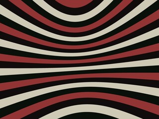 Wall Mural - A simple yet striking abstract background composed of curved, horizontal stripes in shades of red, black, and beige. The colors are bold and contrasting