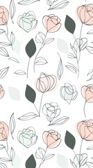 Sticker - Elegant floral line art wallpaper