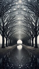 Wall Mural - Cool wallpaper arch tree reflection landscape.