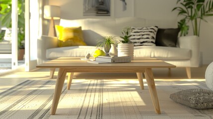 Poster - Designing a Scandinavian-inspired coffee table with clean lines and natural wood finish.