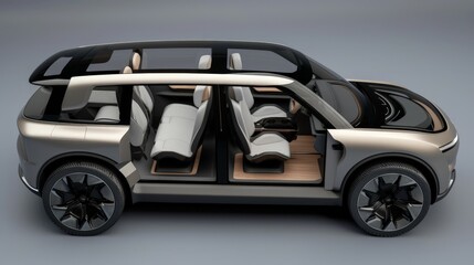 Poster - Develop a 3D concept for a family SUV, showcasing spacious interiors, safety features, and a modern exterior design.