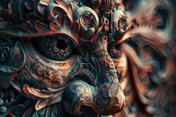 Aufkleber - A detailed view of a facial sculpture, ideal for art or design projects