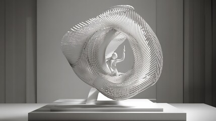 Wall Mural - Abstract Sculpture of a Figure Trapped Within a White Swirling Structure