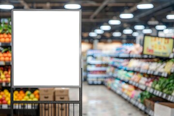 Wall Mural - Mockup advertising board in front of supermarket Blank price list board Mock up billboard for your text messege or mock up supermarket