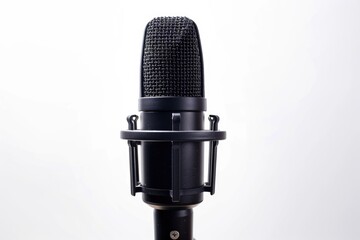 Poster - A close-up shot of a microphone on a clean white surface
