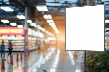 Wall Mural - Mockup advertising board in front of supermarket Blank price list board Mock up billboard for your text messege or mock up supermarket
