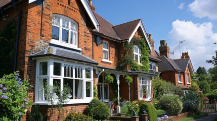 Sticker - Explore the architectural detailing of a Edwardian house in the UK. Write about bay windows, verandas, and how Edwardian architecture reflects the transition from 