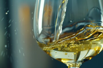 Wall Mural - Close-up shot of a wine glass filled with a clear liquid, ideal for use in food and drink related contexts