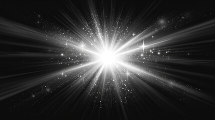 Poster - A dramatic black and white photograph of a starburst