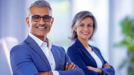 two business people standing in an office