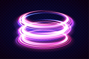 Wall Mural - Brilliant galaxy light blue ellipse glowing podium. Abstract bright neon loop with transparency. Glowing spiral cover.Neon light circle of speed in the form of a round whirlpool.	