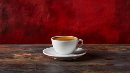 Sticker - cup of coffee on wooden table