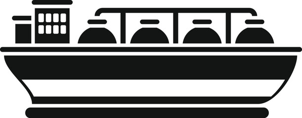 Sticker - Black and white icon of a gas carrier ship transporting liquefied natural gas