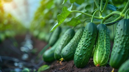 Wall Mural - Cucumbers Growing in a Greenhouse