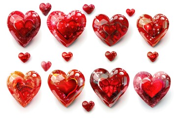 Aufkleber - A cluster of red hearts arranged on a clean white background