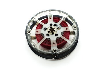 Aufkleber - Close-up shot of a red and black wheel on a white surface, suitable for use in automotive or design contexts