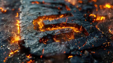 Aufkleber - A close-up shot of flames burning on the ground, with sparks and smoke visible