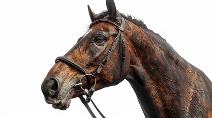 Horse bridle, 3D illustration, realistic, isolated on white background