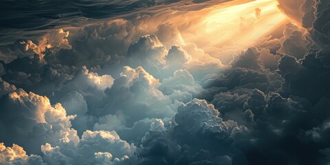 Wall Mural - amazing light behind the clouds