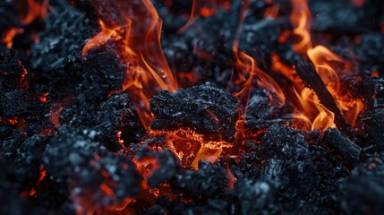 Poster - A close-up shot of a fire with intense flames