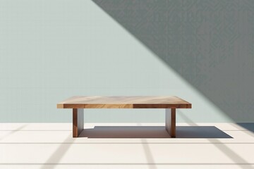 Aufkleber - A wooden table sits on top of a tiled floor, great for home decor or office use