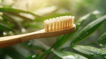 Wall Mural - A close-up of a toothbrush with water droplets, great for dentist or hygiene-related uses