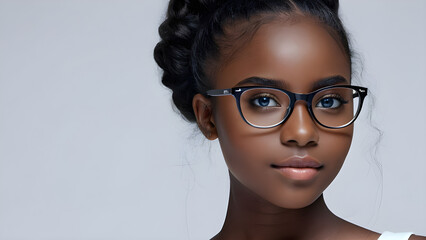 Wall Mural - Portrait of beautiful african american woman wearing eyeglasses