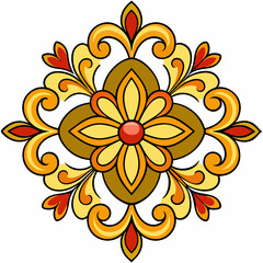 Sticker -  colorful floral decorative element in the baroque style