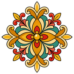  colorful floral decorative element in the baroque style