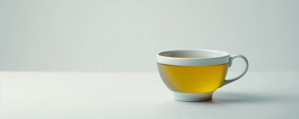 Freshly brewed cup of green tea on white background, 4K hyperrealistic photo