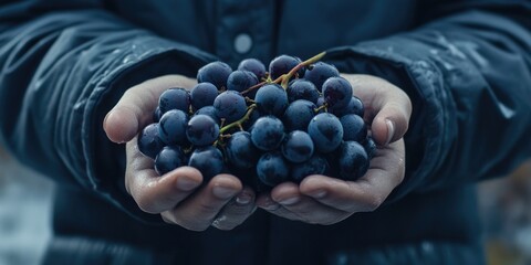 Wall Mural - Person with grapes