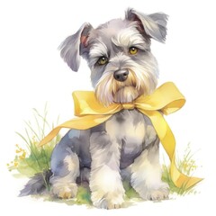 Poster - Adorable dog with yellow bow