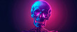 © HUMANIMALS - comic skeleton skull on purple gradient background for halloween