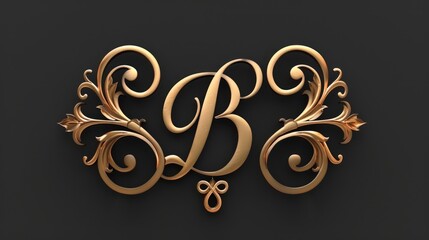 Aufkleber - A golden letter B on a dark black background
