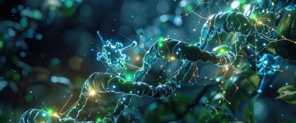 Poster - Abstract DNA Strand and Virus Rendered in 3D