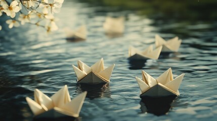 Poster - Paper Boats on Water