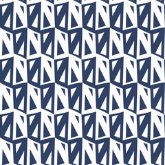 Leinwandbilder - Blue and white repeating pattern. Geometric simple pattern.