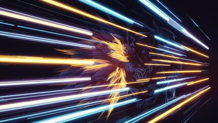 Poster - Vibrant horizontal light beams and dynamic flashes on a transparent background